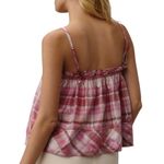 Pilcro Anthropologie Shine Plaid Tank Top Size L Pink Ruffle Trim Swing Size L Photo 1