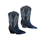 Billini Black/White Ankle Cowboy Boots Size 6 Black Photo 1