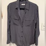 Equipment  Femme Silk Navy and White Polka Dot Shirt Photo 2