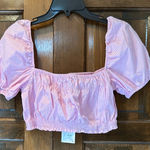 ZARA NWT  Women's Pink Poplin striped Crop Top Size Medium Photo 0