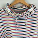 Talbots Size XL-striped sweater mock turtleneck drawstring soft comfy split hem Photo 3