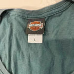 Harley Davidson Motorcycles Gold Graphic T Shirt Valencia Espana Women’s Large Green Photo 2