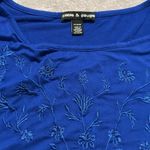 Cable & Gauge Royal Blue Embroidered Top with Cold Shoulder- Size M - NWOT Photo 2