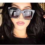 Large Cat Eye Fashion Sunglasses with Silver Accents Black Photo 2