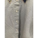 Boho cottage core embroidered Floral Shirt VTG Blue granny Long Sleeve Women S Photo 3