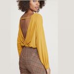 Free People Shimmy Shake Open Twist Back Top/ Sweater in Gold, Size S New w/Tag Photo 6