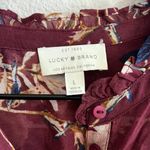 Lucky Brand  Ruffled Floral Print Button Up Shirt Chiffon Semi Sheer Large Photo 2