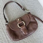 Banana Republic Chocolate Brown Pebbled Leather Silver Ring Mini Bag Purse Photo 10