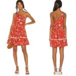 Free People All Mine Red Floral One Shoulder Ruffle Hem Mini Dress Size XS Photo 1