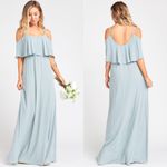 Show Me Your Mumu  Caitlyn Ruffle Maxi Dress Cold Shoulder Steel Blue Chiffon M Photo 2