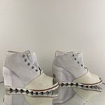 Sorel Sea Salt Ivory White Suede Leather Joanie Mesh Wedge Open Toe Ankle Boots Photo 4