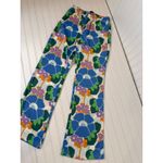 ZARA Pajama Style Floral Printed Trouser Pants Blue Orange High Waist Size XS Photo 2