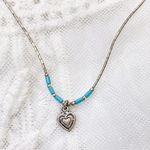 Necklace Silver Dainty Heart Beaded Cute Photo 1