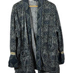 Soft Surroundings Women’s Aurora Velvet Burnout Kimono Cardigan Blue Multi 1X Photo 0