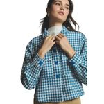 Anthropologie Dolan  Coastline Size Large Blue White Houndstooth Cropped Jacket Photo 1