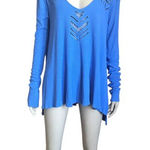 Free People  Me to We Blue Cutout Thermal Long Sleeve Photo 0