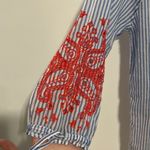 J.Crew  Striped Nautical Floral Embroidered 3/4
Sleeve Tunic Blouse Top Dress Photo 1