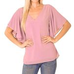 Zenana Outfitters Pink Double Layer Chiffon Top Size Large Photo 0