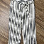 Loft Size MP Petite Pants Ankle Crop Wide Leg Shimmer Stripe Tie Waist High Rise Photo 4