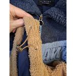 Bershka Forever Awesome Tan Blue Full Zip Sherpa Jacket Size Small Photo 4