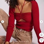 Maeve Anthropologie  2 piece set small halter shrug raspberry red $130 nwt Photo 0