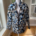 Alfred Dunner Navy Blue White Graphic Floral Quilted Jacket Lightweight Coat 14 Photo 9