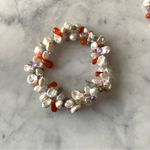 Honora White Petal Keshi Pearl And Gemstone Necklace And Bracelet Set Amethyst Red Photo 1