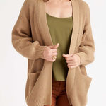 Quince  100% Organic Cotton Oversized Cardigan in Camel Photo 0
