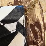 Trina Turk Trifold Crossbody Wallet phone bag Geometric black & whit gold chain Photo 9