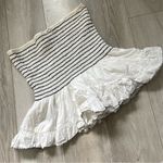 Vintage Strapless Top smocked striped ruffle crop womens White Black medium y2k Photo 3