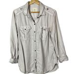 American Eagle  AEO Gray Military Lightweight Long Sleeve Button Down M Photo 0