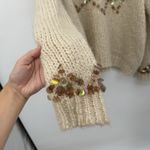 ZARA  Cream Brown Oversized Sequin Sweater Mohair Wool Size Medium Photo 2