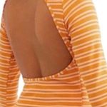 Free People NWOT  Sunday Afternoon Striped Orange Cutout Top Size XL Photo 1