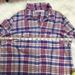 st. john's bay St. John’s Bay Purple Plaid Long Sleeve Top Small Button Up Fall Time Country Photo 4