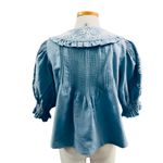 SEA NEW YORK NY KYLA EMBROIDERY ON CHAMBRAY PUFF SLEEVE BUTTON UP TOP SIZE L Blue Size L Photo 7