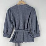 Draper James  Size 4‎ Multicolor Polka Dot Lightweight Chambray V Neck Wrap Top Photo 5