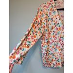 Talbots Women's White Floral Bee Print V Neck Button Front Cardigan Sweater L Photo 2