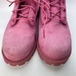 Timberland  Women’s Pink Nubuck Boots Size 5.5 Waterproof Lace-Up Leather Photo 4