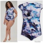 Torrid New Cap Sleeve Purple and Blue Swimsuit Photo 2