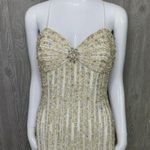 Nwot prima Donna platinum collection rhinestone beaded sleeveless long dress wi Silver Size 6 Photo 1