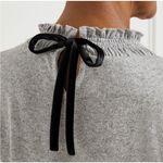 Talbots NWT Silver Sparkle Gray Feminine Sweater Black Velvet Bow detail M Photo 9