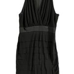 Evan Picone Dress 10 Black Sleeveless Halter Tiered Ruffle Cocktail Classic HOCO Photo 0