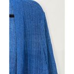 Talbots Woman Sweater Plus 2X Coastal Blue Open Front 100% Linen Cardigan Beach Photo 2