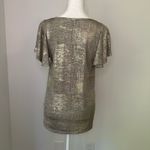 Anthropologie  silver metallic short sleeve top size S Photo 3