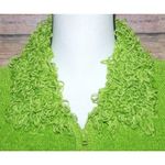 Lisa International Size M Funky Retro Lime Green Crop Sweater Zip Front Chenille Size M Photo 2