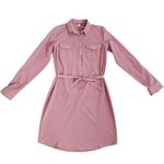 Eddie Bauer Shirt Dress Women XS Purple Tie Waist Dri-fit Travel Stretch Button Photo 0