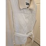 Dollhouse White Quilted M Jacket Ribbed Knit Sleeves Belted Hybrid Belted Photo 3