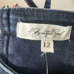 A Beautiful Soul Jeans Women 12 NWT Flare Denim Dark Stormy Night Raw Hem Boho Blue Photo 6