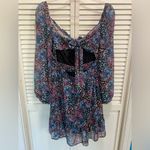 Rewind  Floral Sheer Dress Lined‎ Midi Long Sleeve Tie Back Size Medium Photo 5