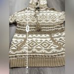 Forever 21 Tan & White Fair Isle Chunky Open Knit Long Sleeve Hoodie Size S Photo 8